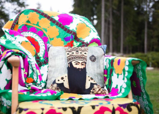 zielone suzani haftowane ręcznie Afganistan