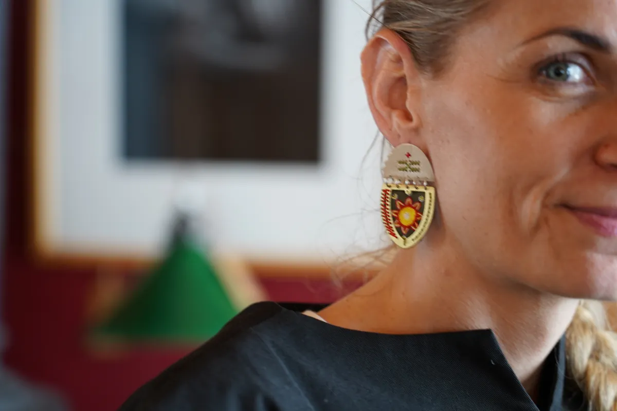 Srebrne kolczyki haftowane ręcznie, Teheran, Iran - Galeria Persja