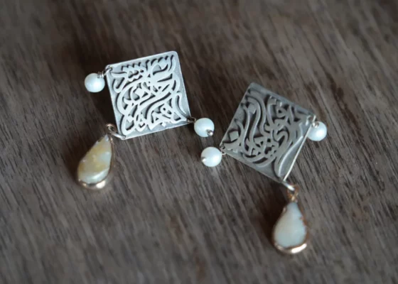 Kolczyki, srebro, masa perłowa - Galeria Persja